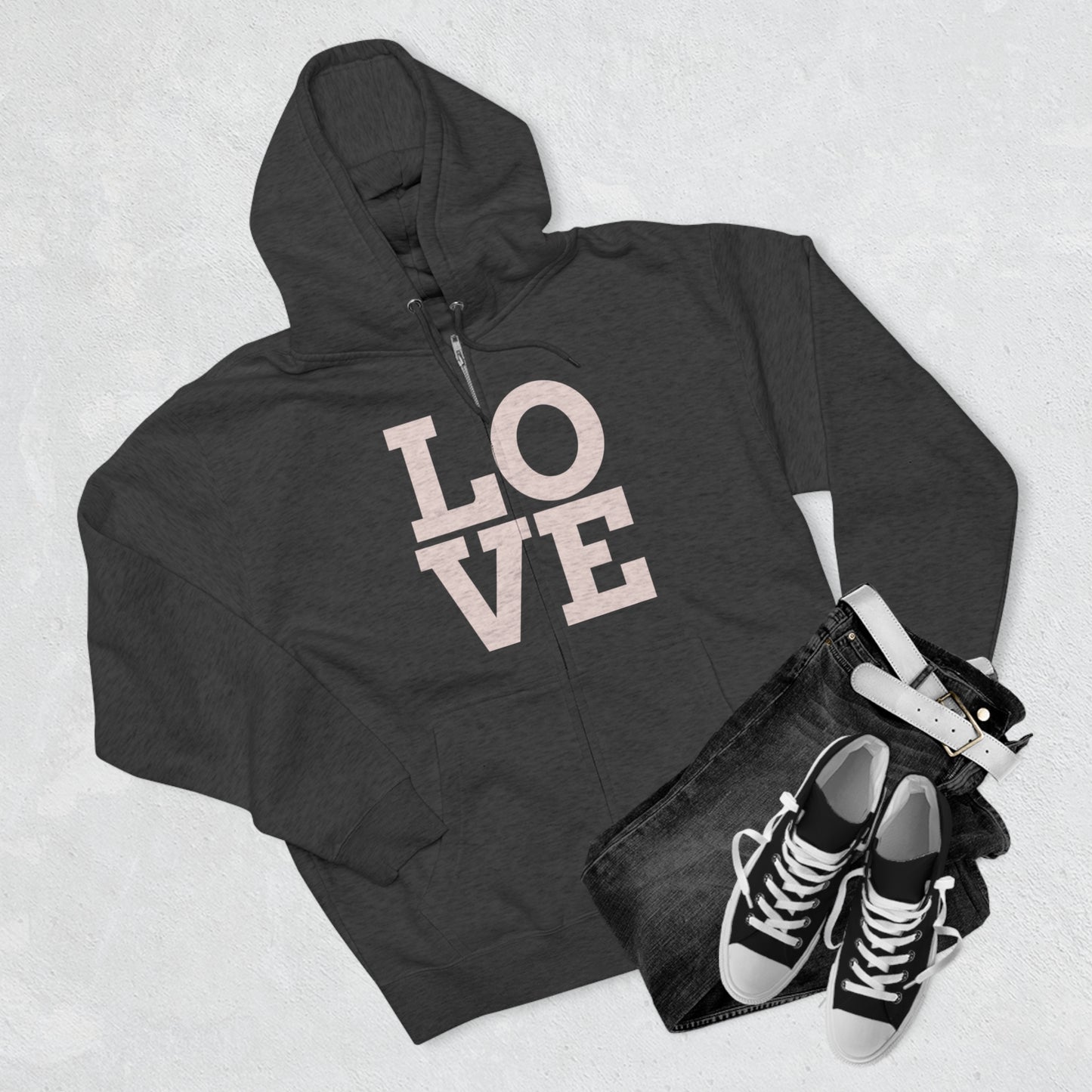 LOVE, Premium Full Zip-Up Hoodie (Available In Other Colors)