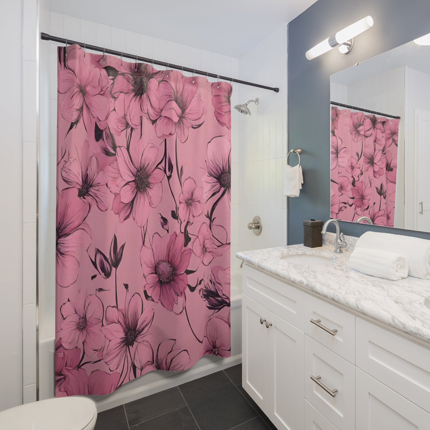 Pink On Pink Floral Shower Curtain