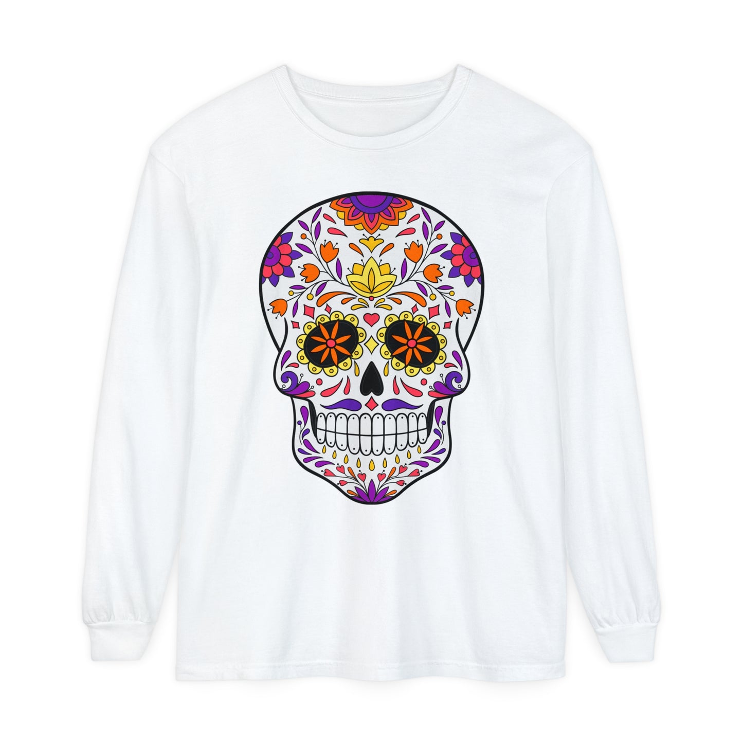 Day Of The Dead Skull Long Sleeve T-Shirt (Available In Other Colors)