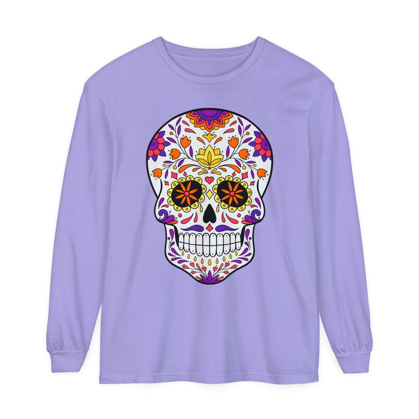 Day Of The Dead Skull Long Sleeve T-Shirt (Available In Other Colors)