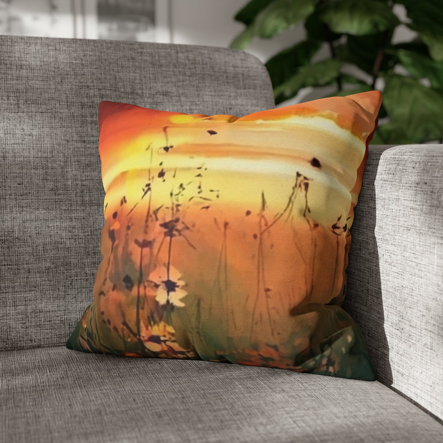 Wildflowers At Sunset Decorative Throw Pillow Cover