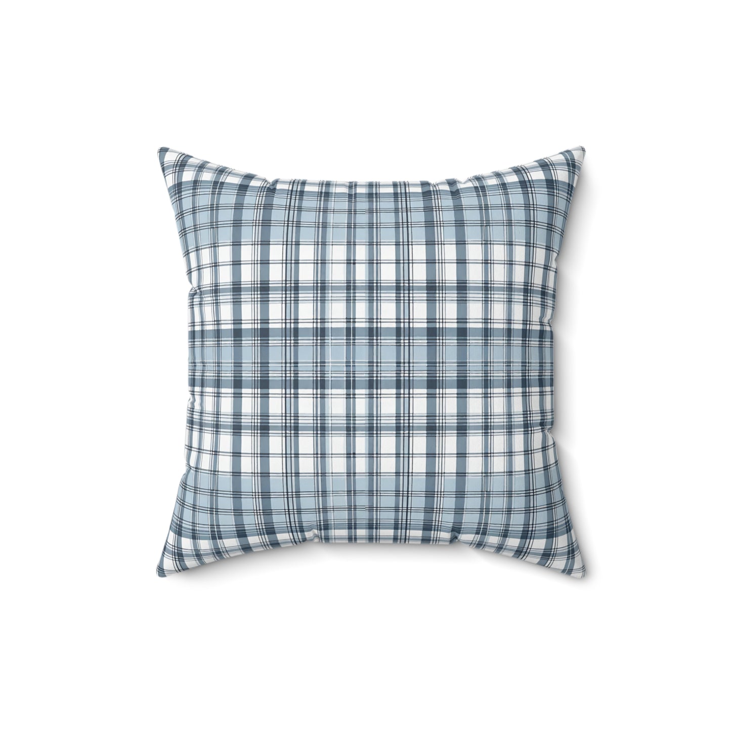 Light Blue And White Plaid Decorative Throw Pillow