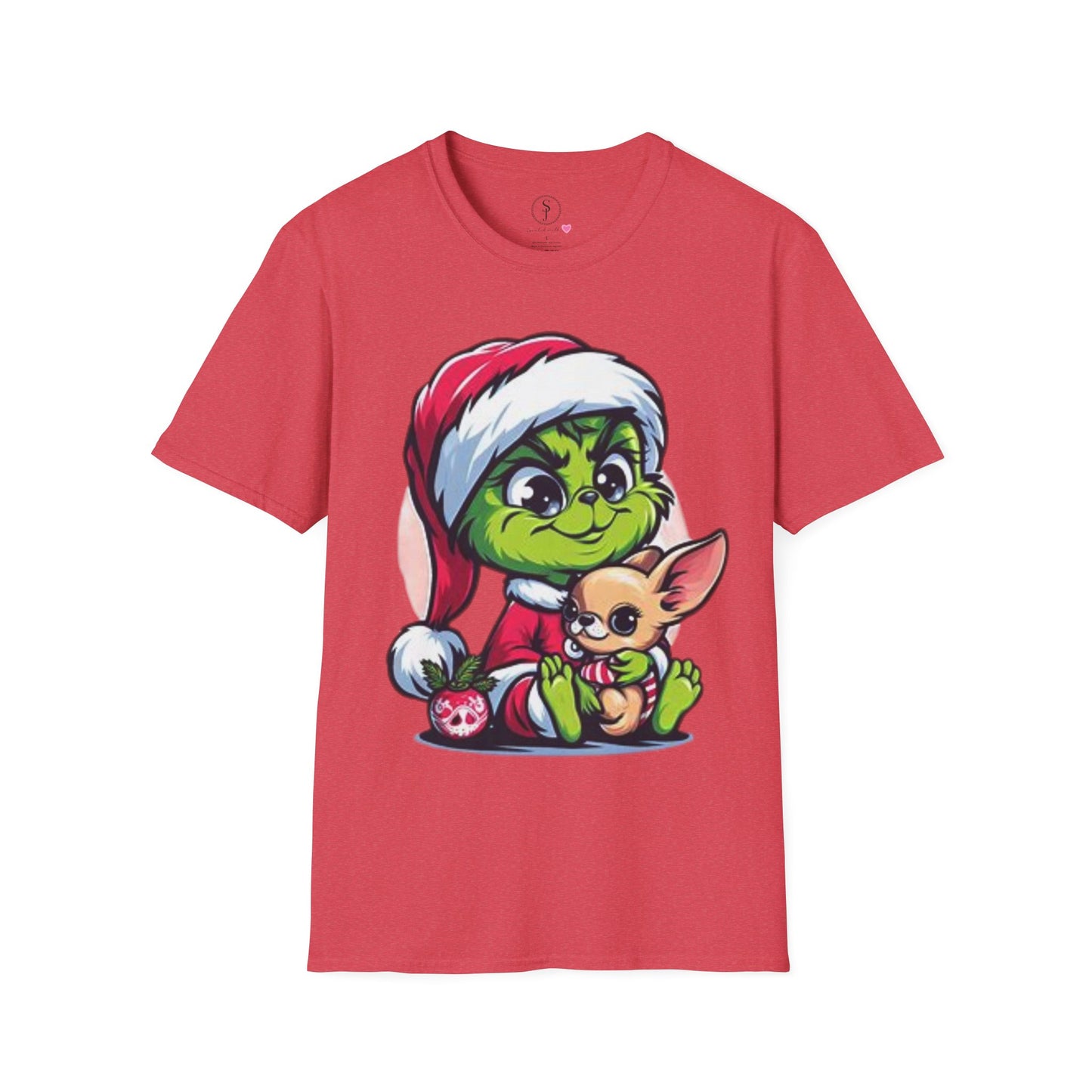 Christmas Vibes, Baby Grinchie And His Chihuahua Short Sleeve T-Shirt (Available In Other Colors) Unisex