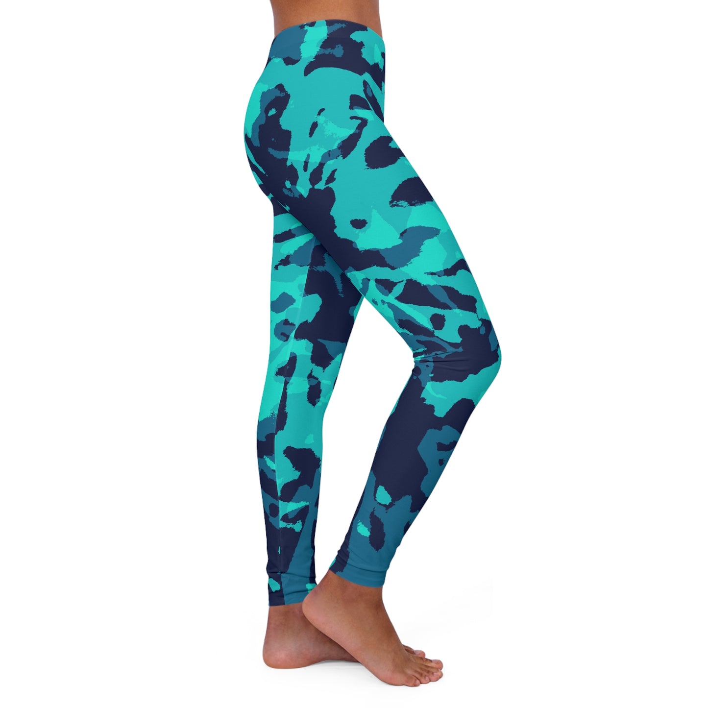 Silky Smooth Navy Blue Green Graphic Leggings