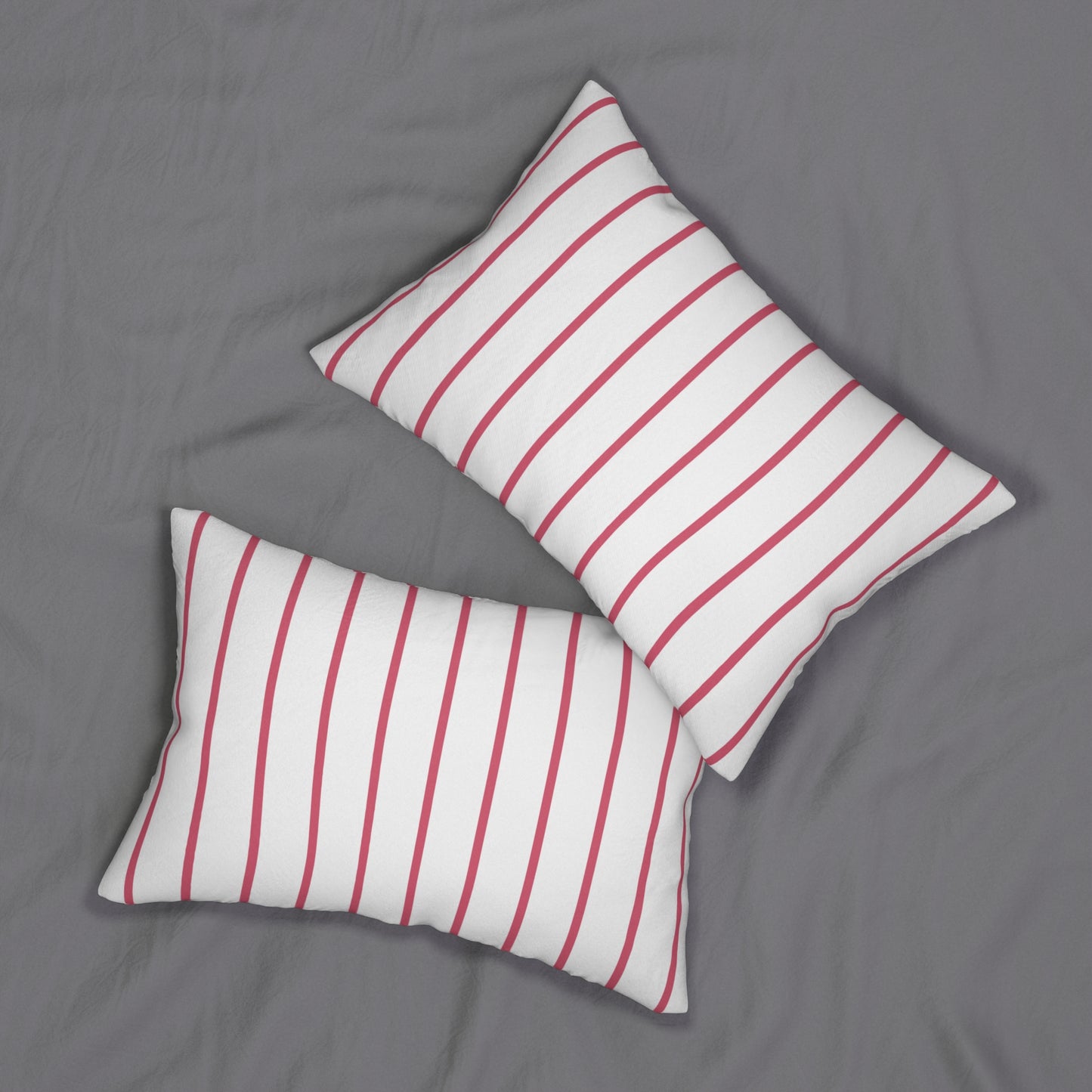 Vertical Pink Stripe In White Lumbar Pillow