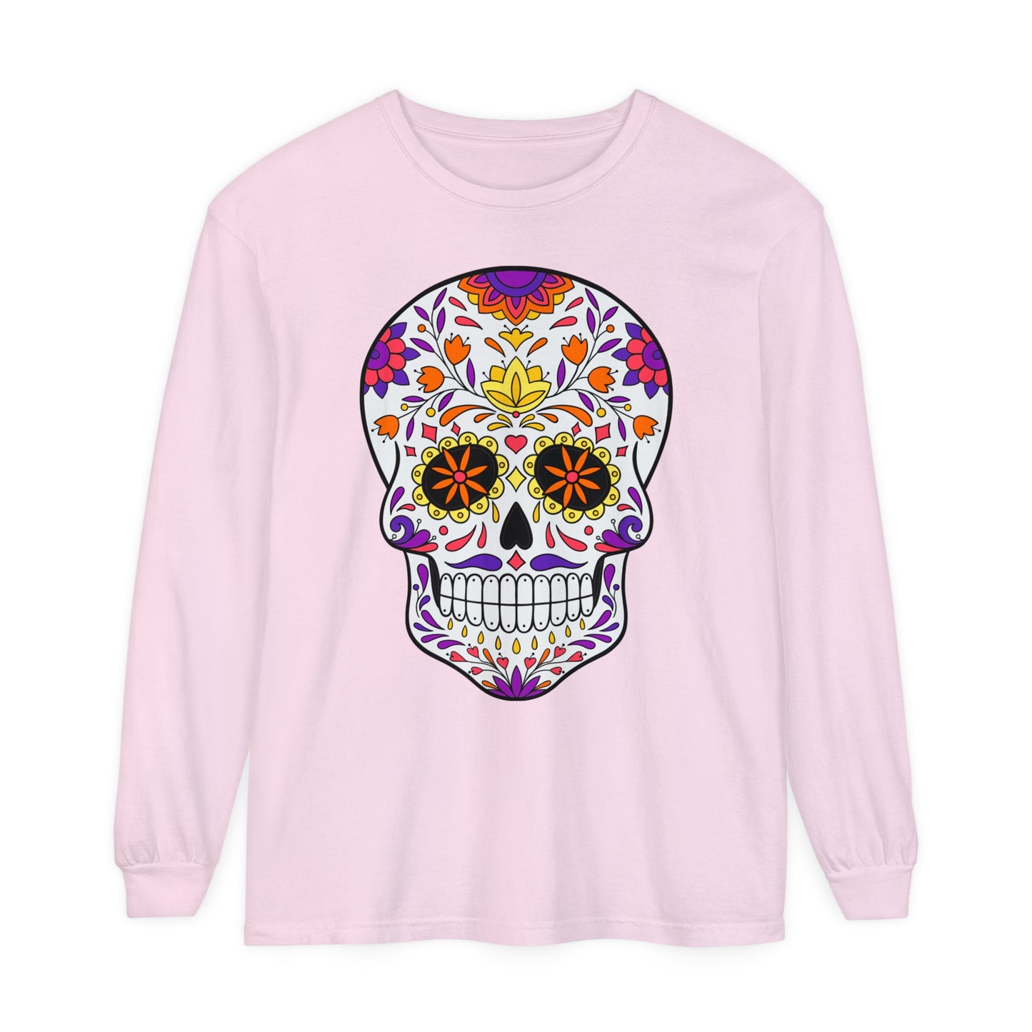Day Of The Dead Skull Long Sleeve T-Shirt (Available In Other Colors)
