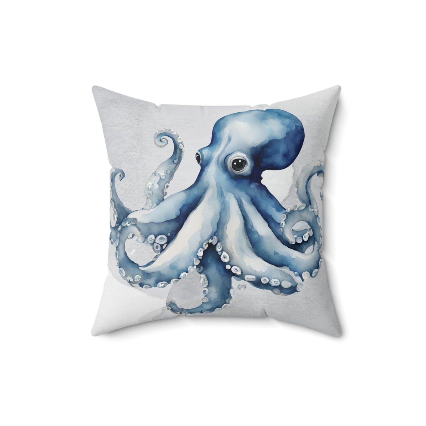 Blue Cream Grey Octopus Decorative Throw Pillow