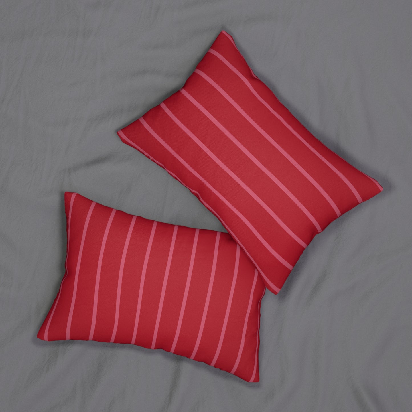 Pink Stripe In Red Lumbar Pillow