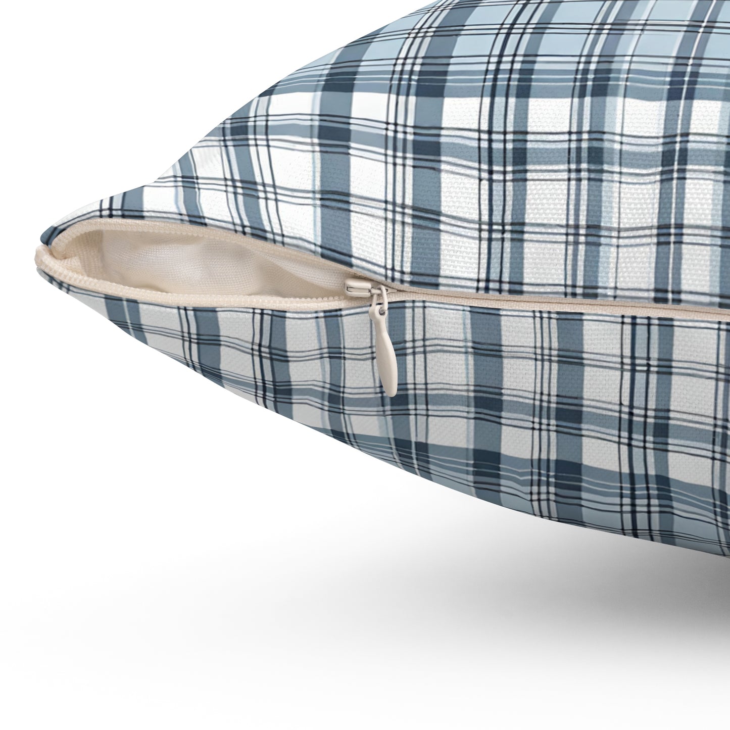 Light Blue And White Plaid Decorative Throw Pillow