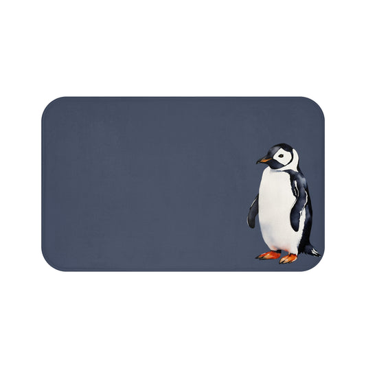 Watercolor Penguin In Deep Sea Bath Mat
