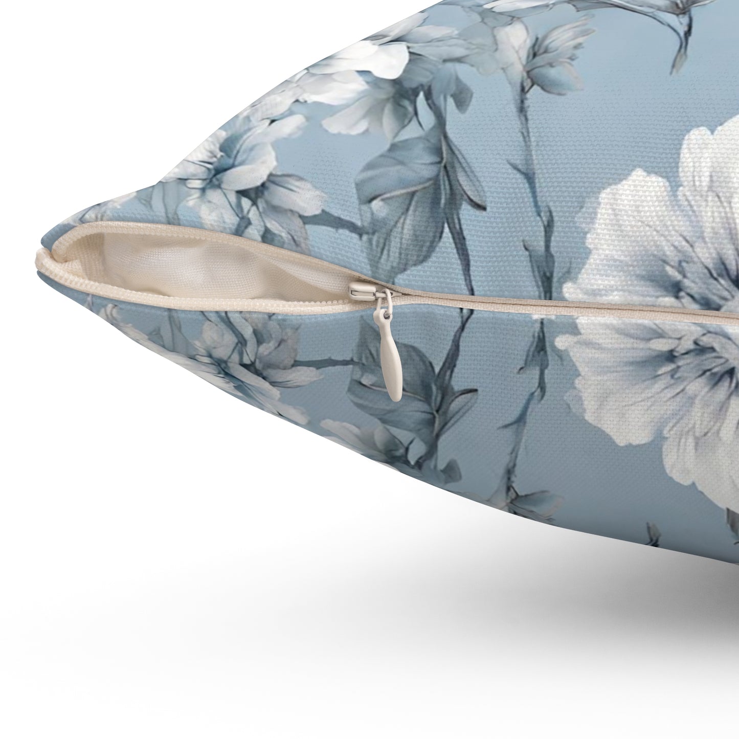 Light Blue And White Floral Decorative Throw Pillow