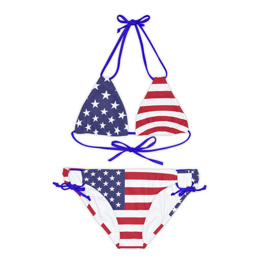 Red White And Blue Stars American Flag Two Piece Bikini Set