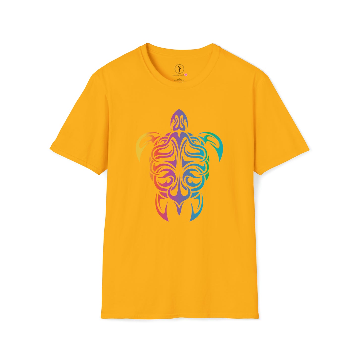Tribal Rainbow Sea Turtle Short Sleeve T-Shirt (Available In Other Colors)