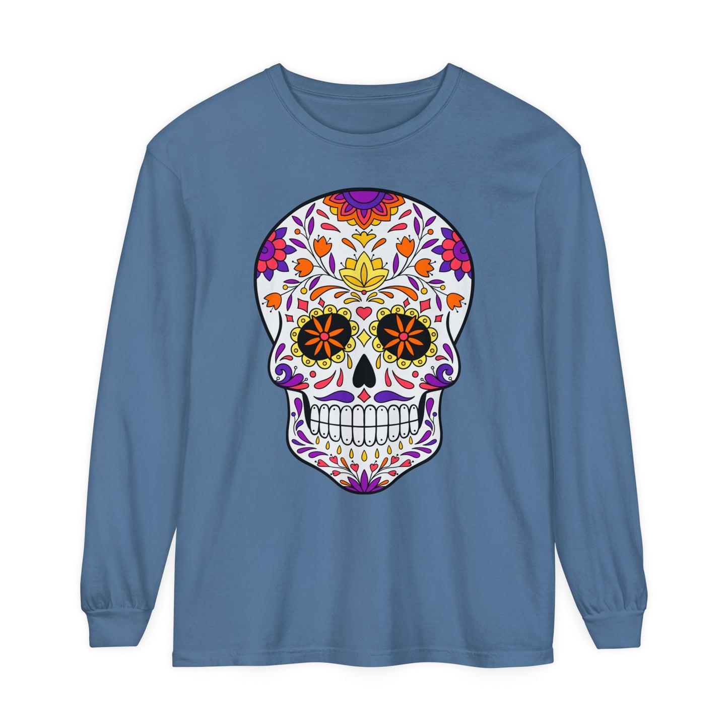 Day Of The Dead Skull Long Sleeve T-Shirt (Available In Other Colors)