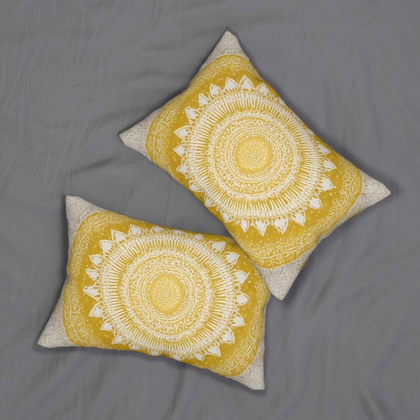 Yellow And Yellow Mandala Lumbar Pillow