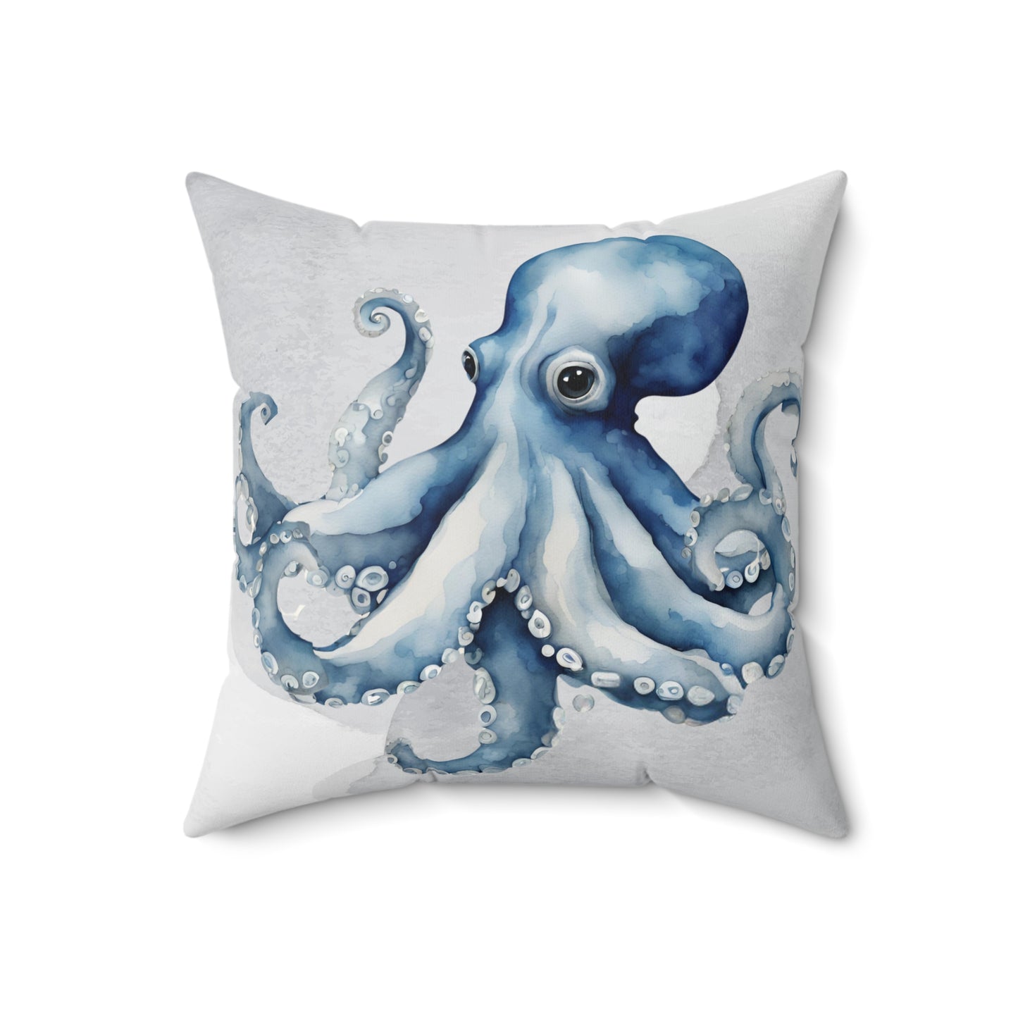 Blue Cream Grey Octopus Decorative Throw Pillow