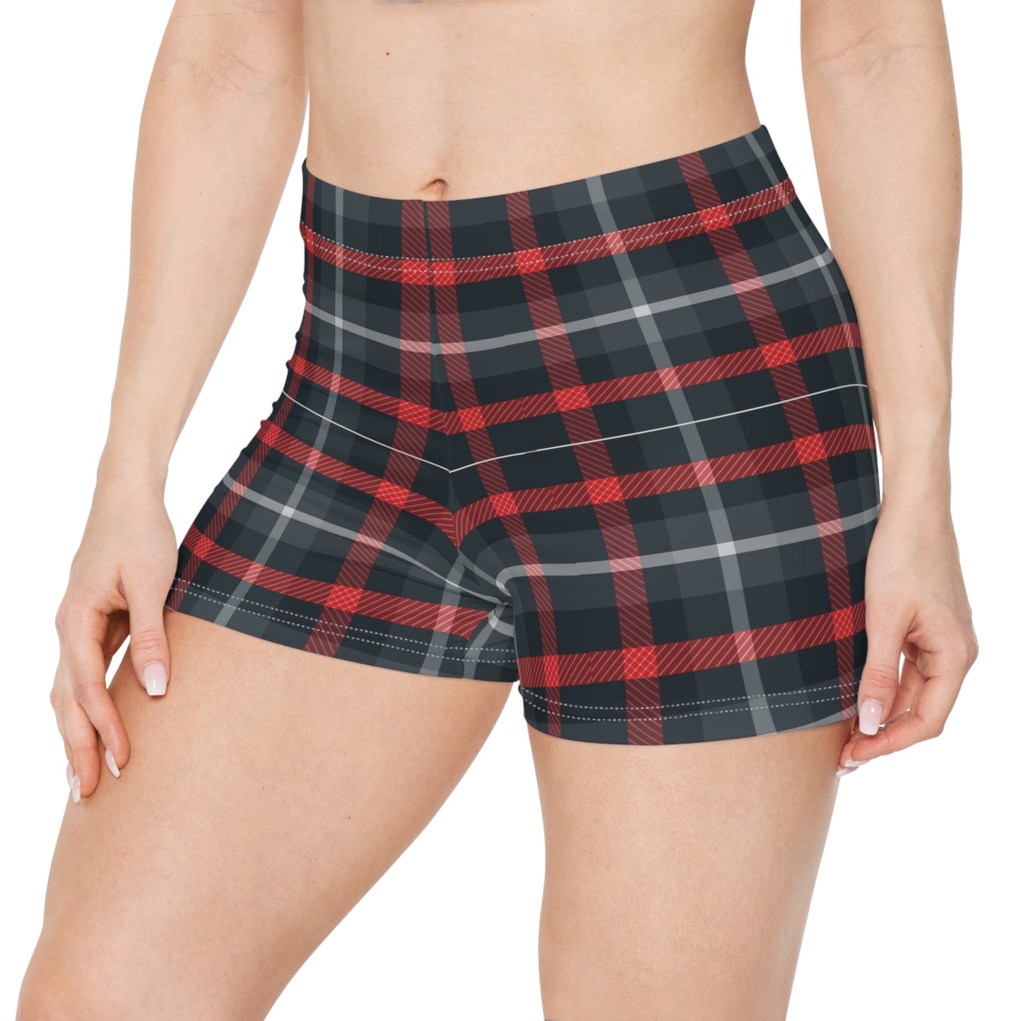 Navy & Red Plaid Cutie Booty Shorts