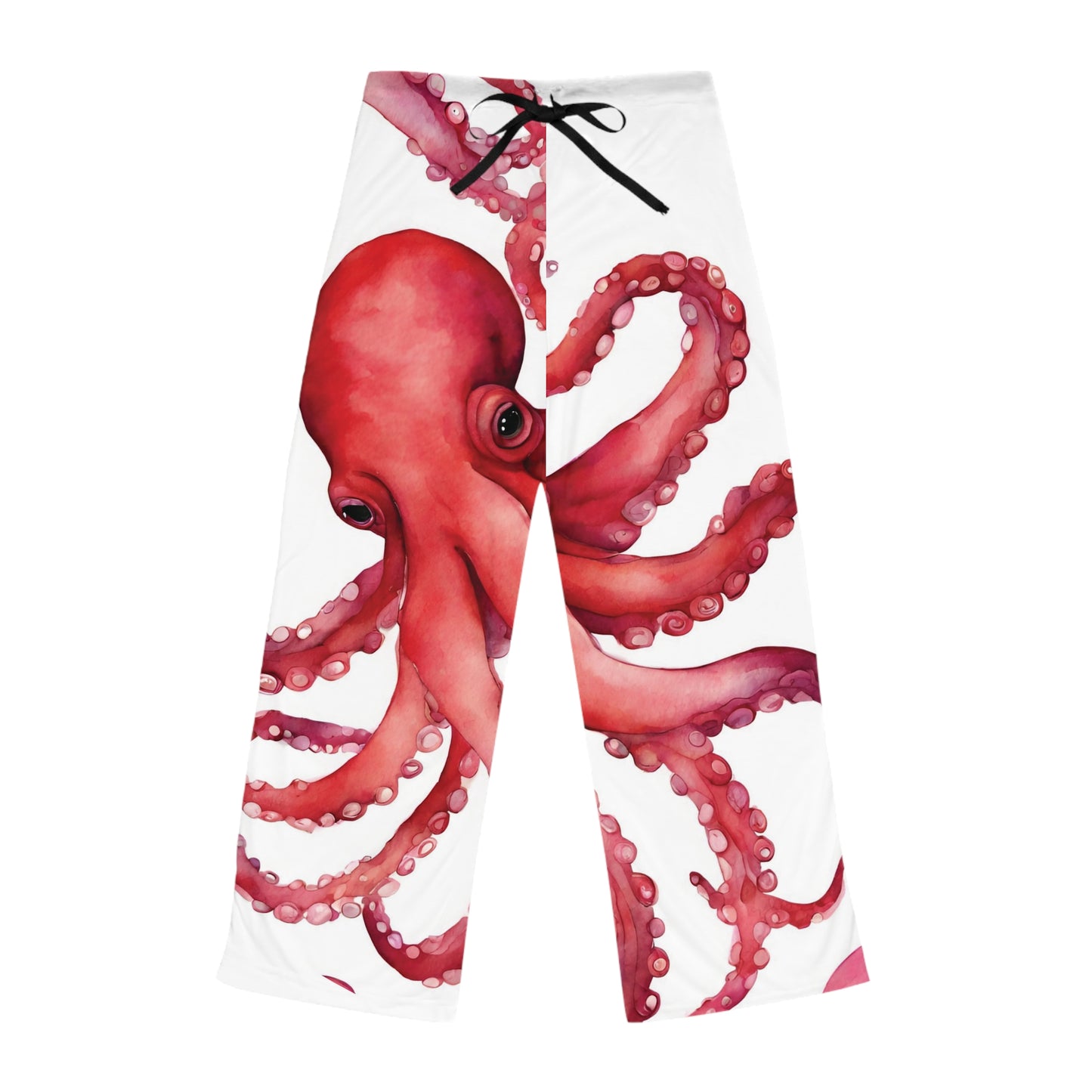 Fun Pink And Orange Watercolor Octopus Pajammy Lounge Pants