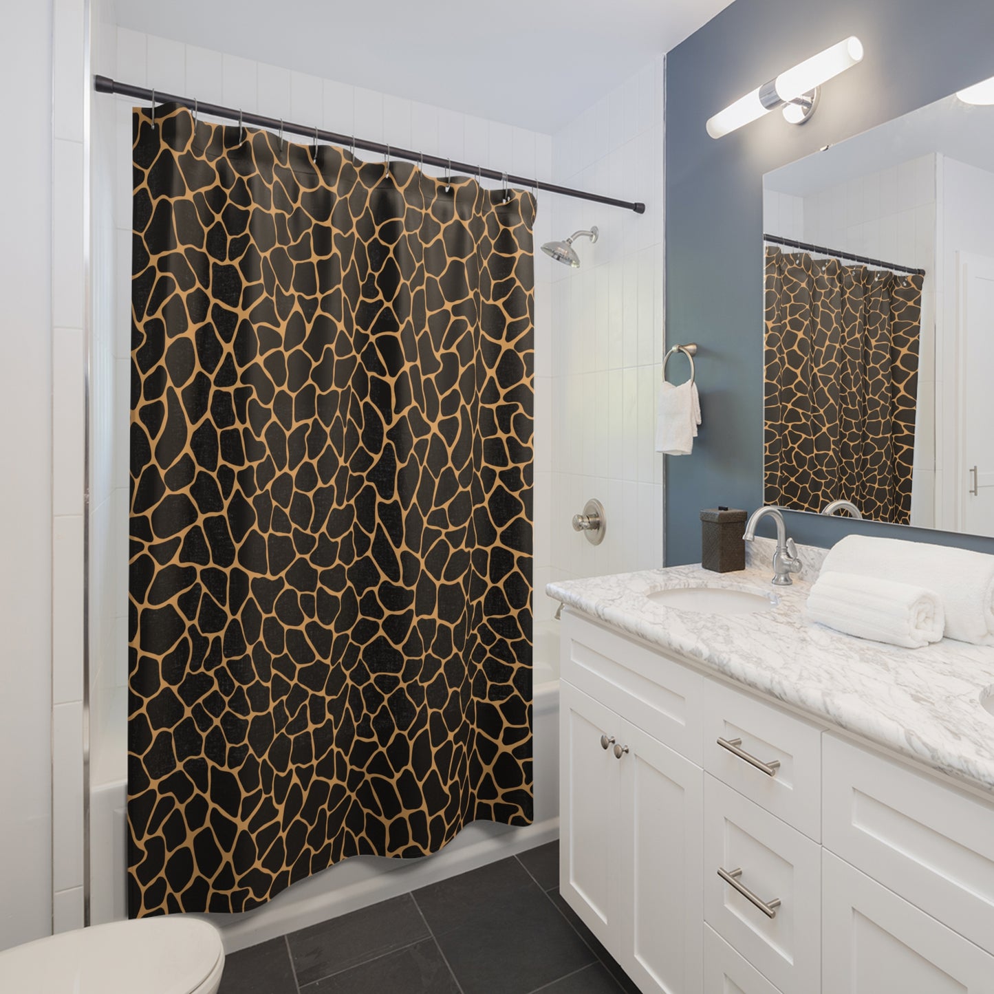 Mosaic Black And Gold Shower Curtain