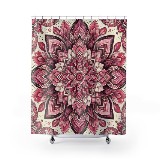 Pink And Cream Bohemian Flower Shower Curtain