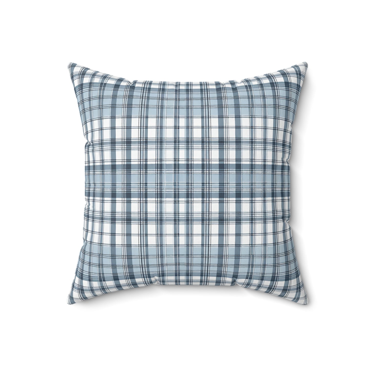 Light Blue And White Plaid Decorative Throw Pillow