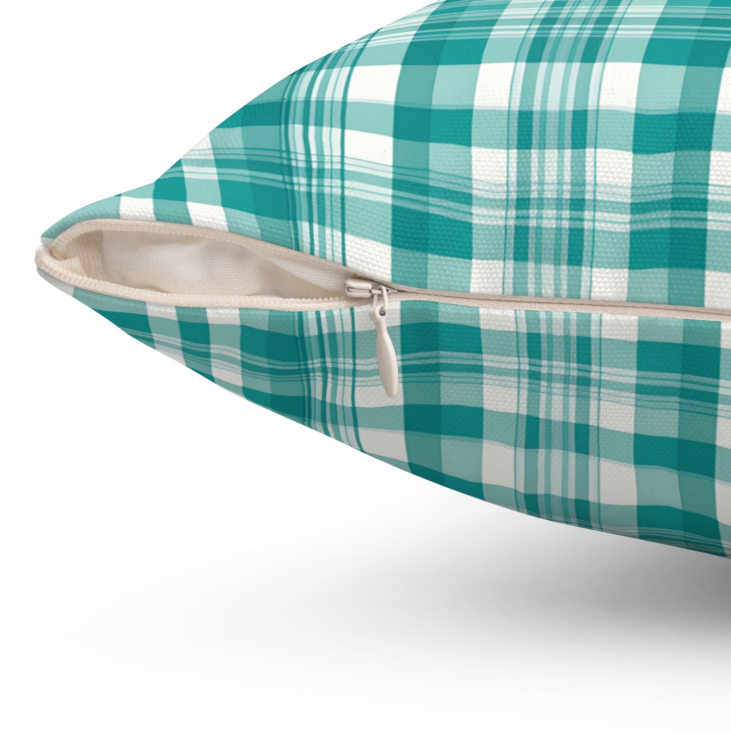 Turquoise And White Loose Plaid Decorative Throw Pillow