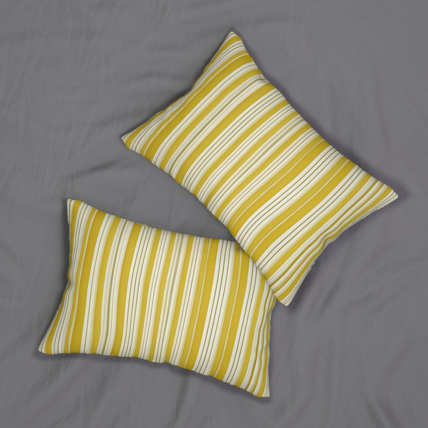 Vertical Yellow And White Stripe Lumbar Pillow