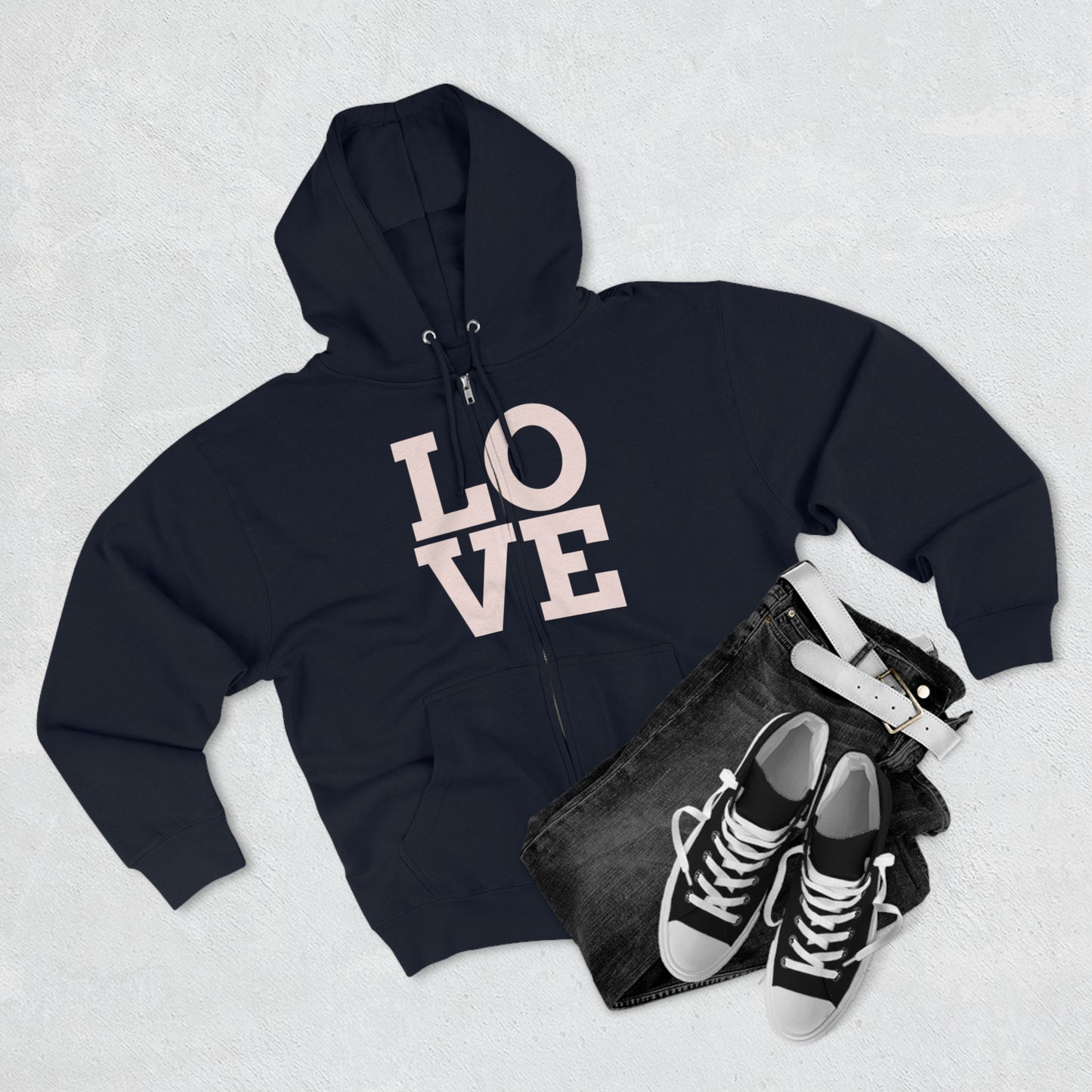 LOVE, Premium Full Zip-Up Hoodie (Available In Other Colors)