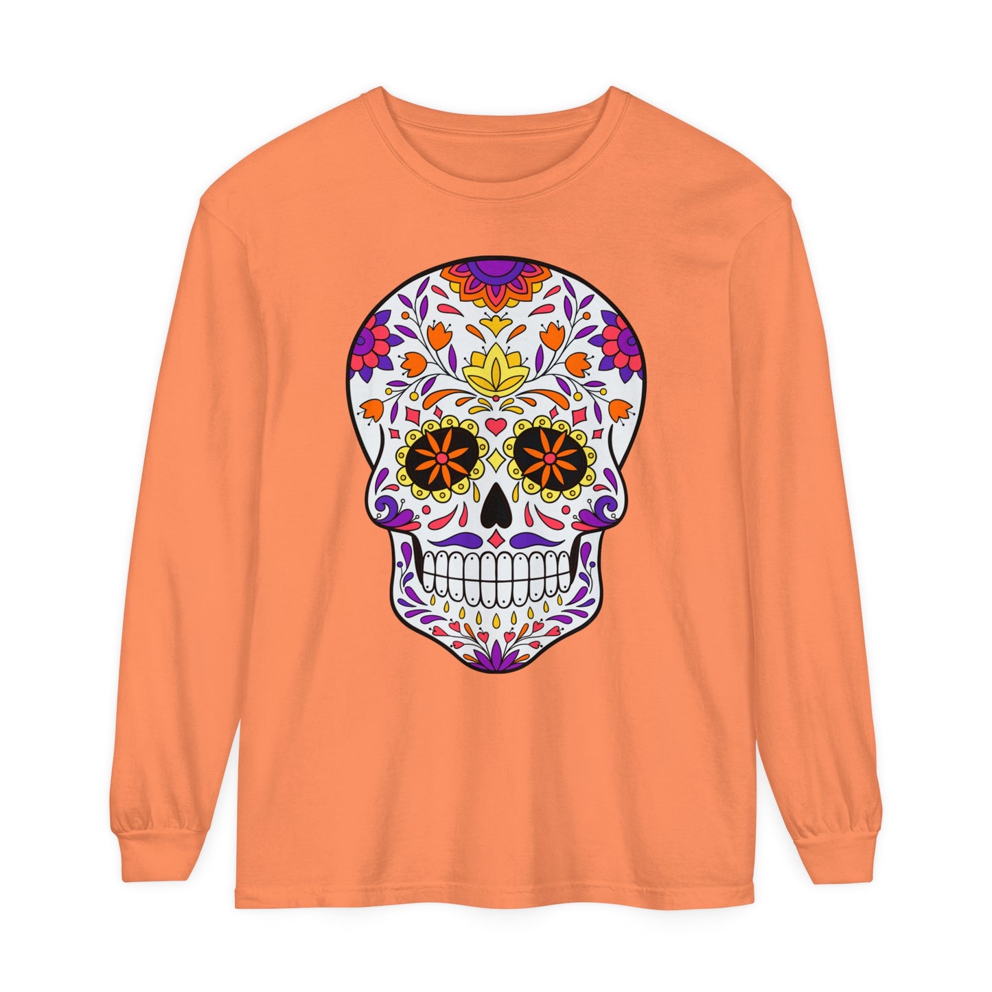 Day Of The Dead Skull Long Sleeve T-Shirt (Available In Other Colors)