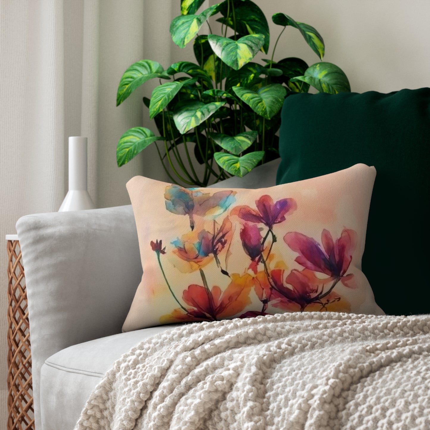 Pastel Wildflower Lumbar Pillow