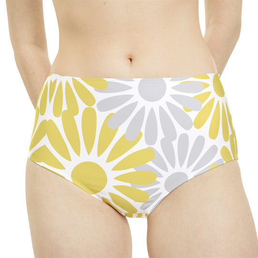 Grey And Gold High-Waist Hipster Bikini Bottom