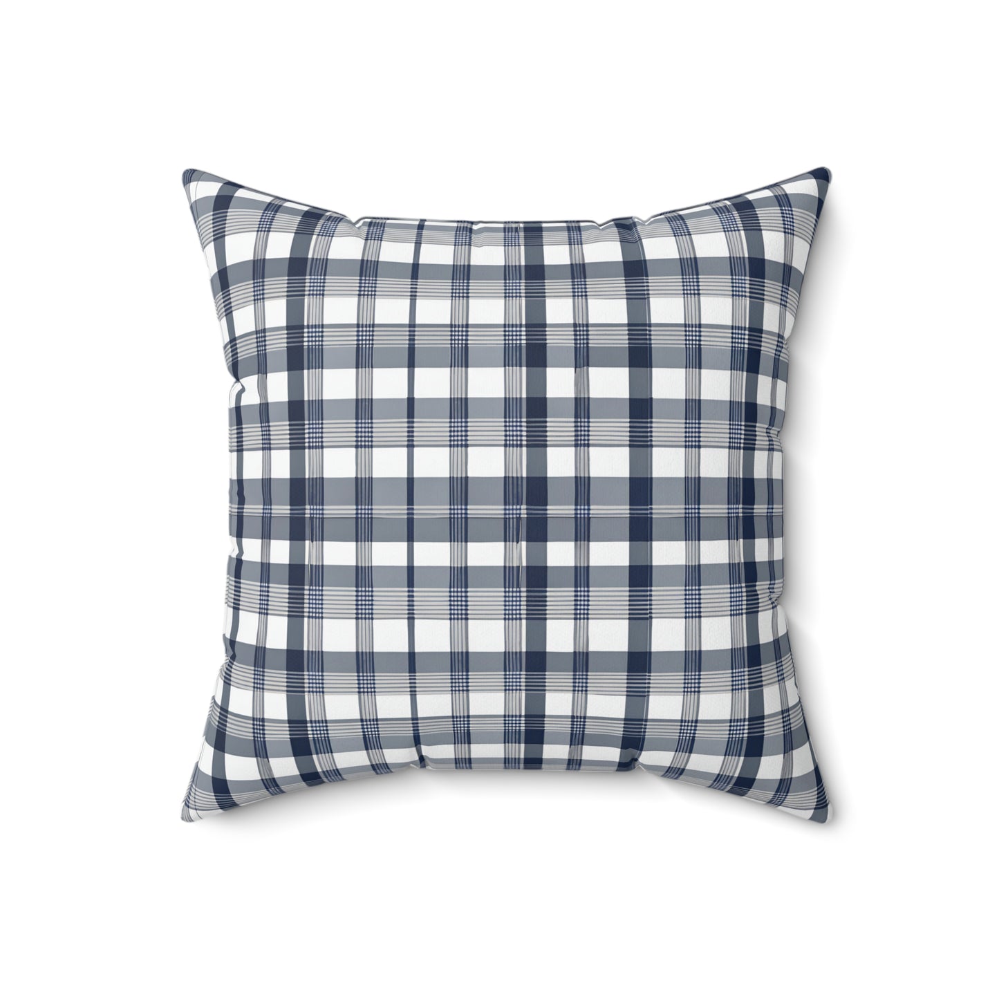 Blue White And Grey Plaid Decorative Throw Pillow
