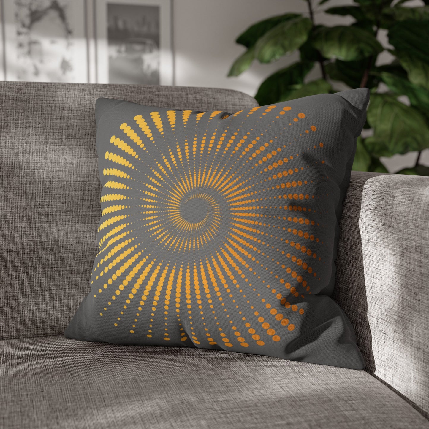Golden Spiral In Grey Throw Pillow Cover