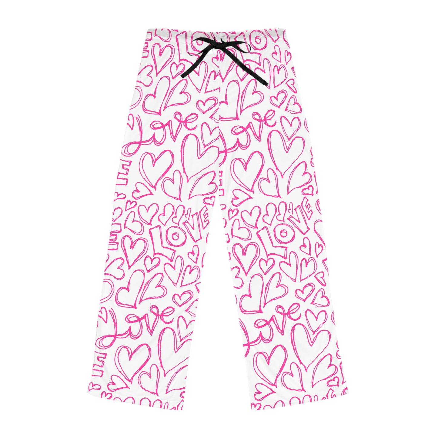 Pink Love & Hearts Women's Pajammy Pants In White