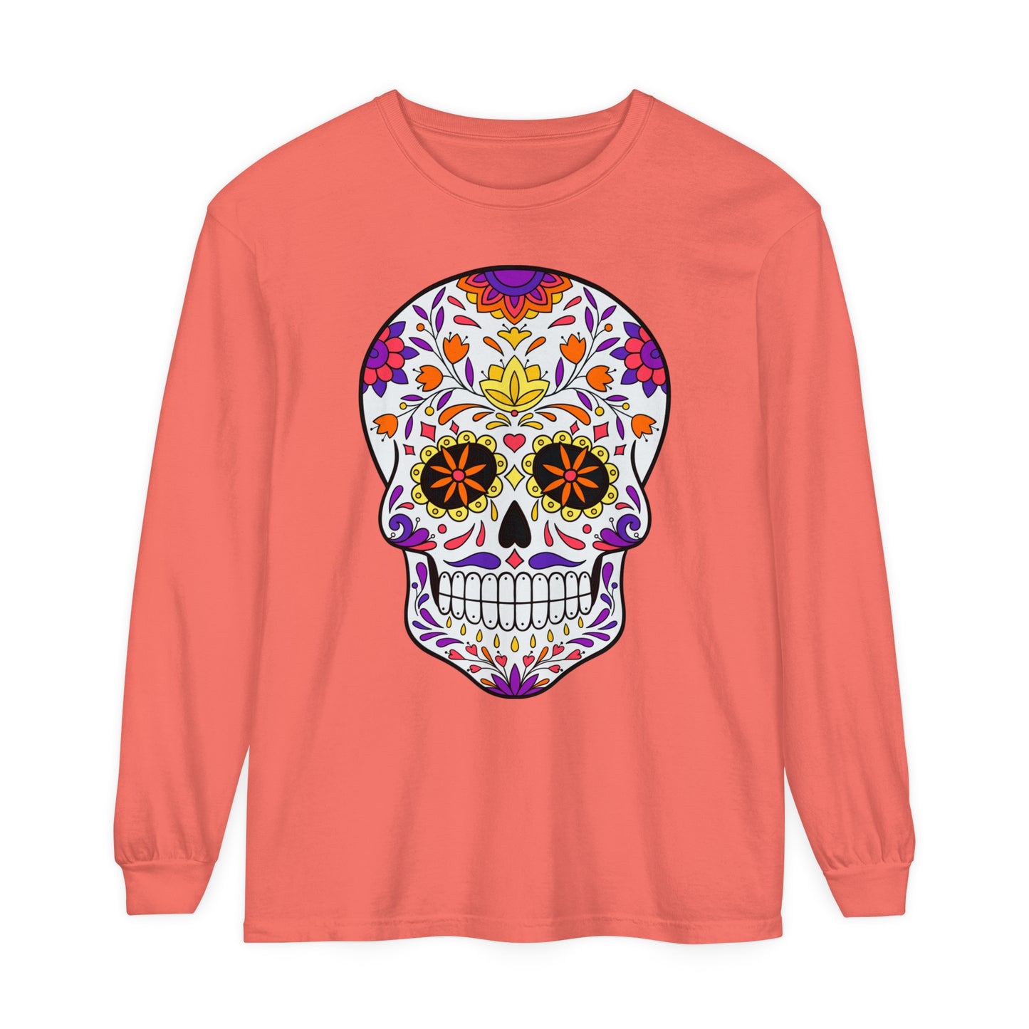 Day Of The Dead Skull Long Sleeve T-Shirt (Available In Other Colors)