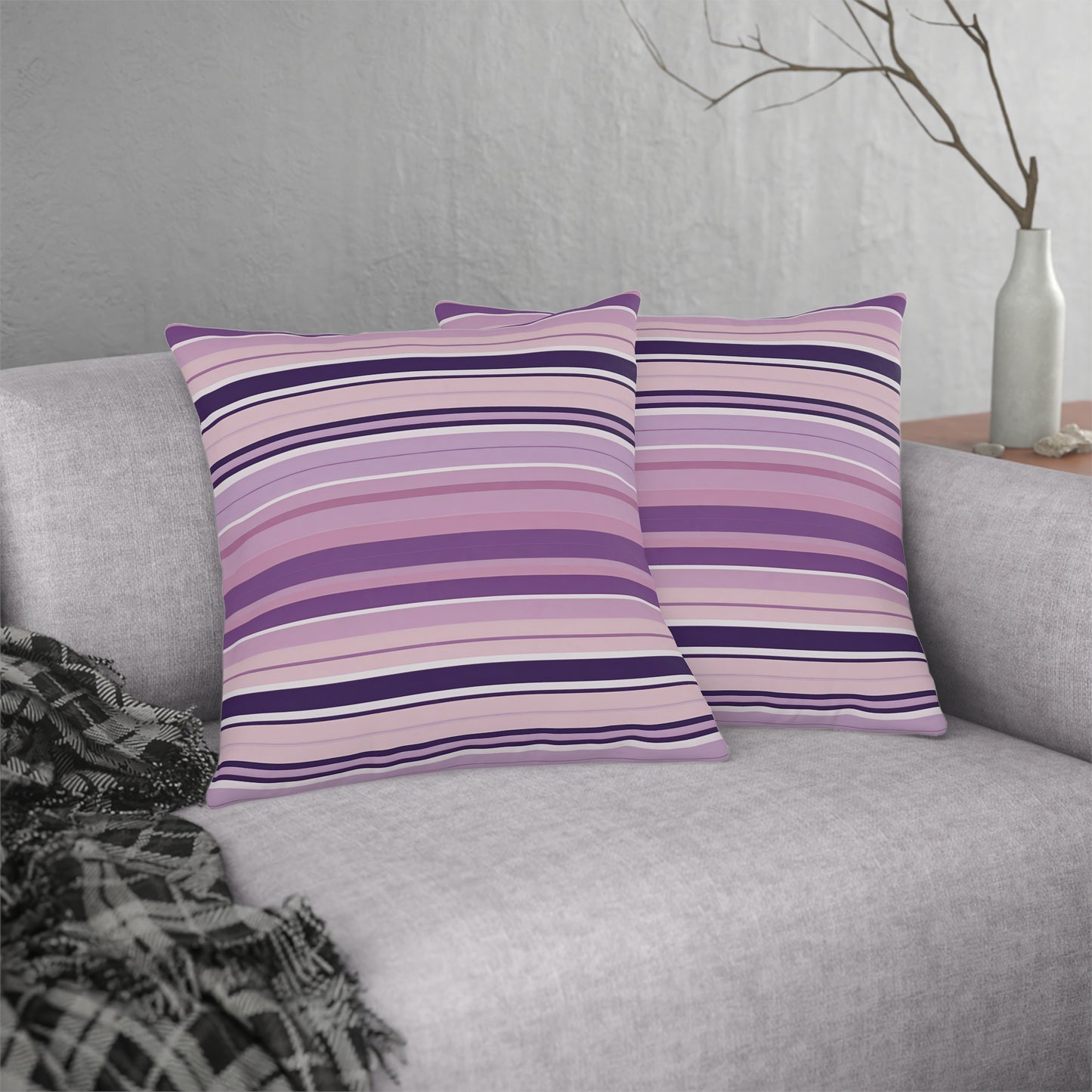 Pale Pink & Purple Striped Indoor/Outdoor Waterproof Pillow