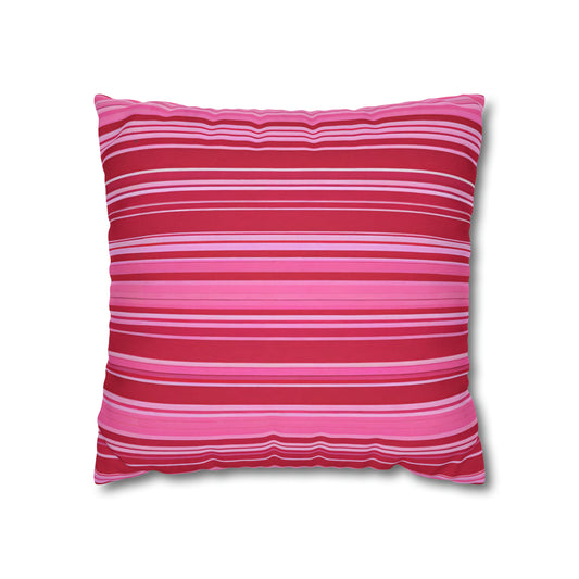 Pink And Red Striped Throw Pillow Cover