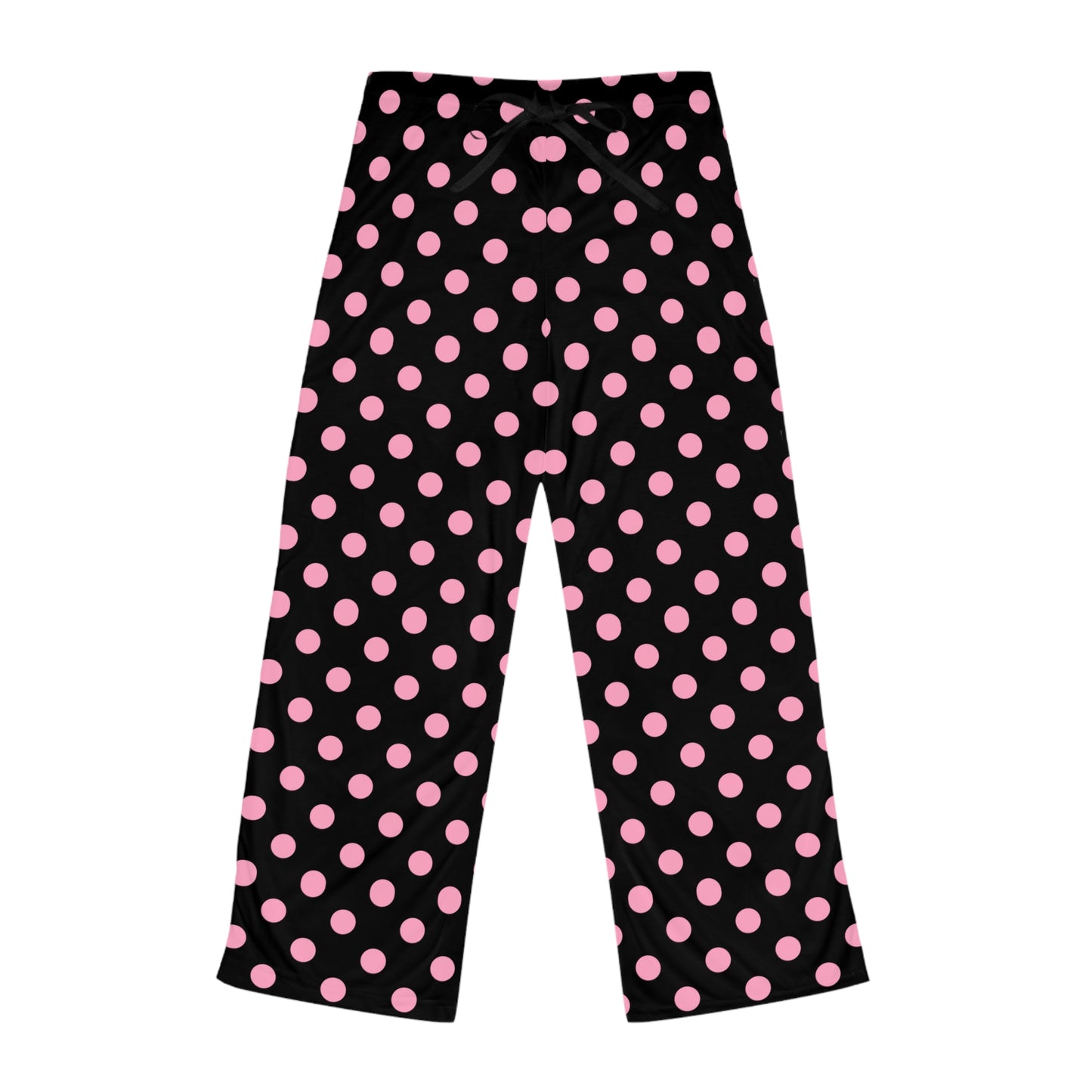Pink Polka Dots Women's Pajammy Pants In Black