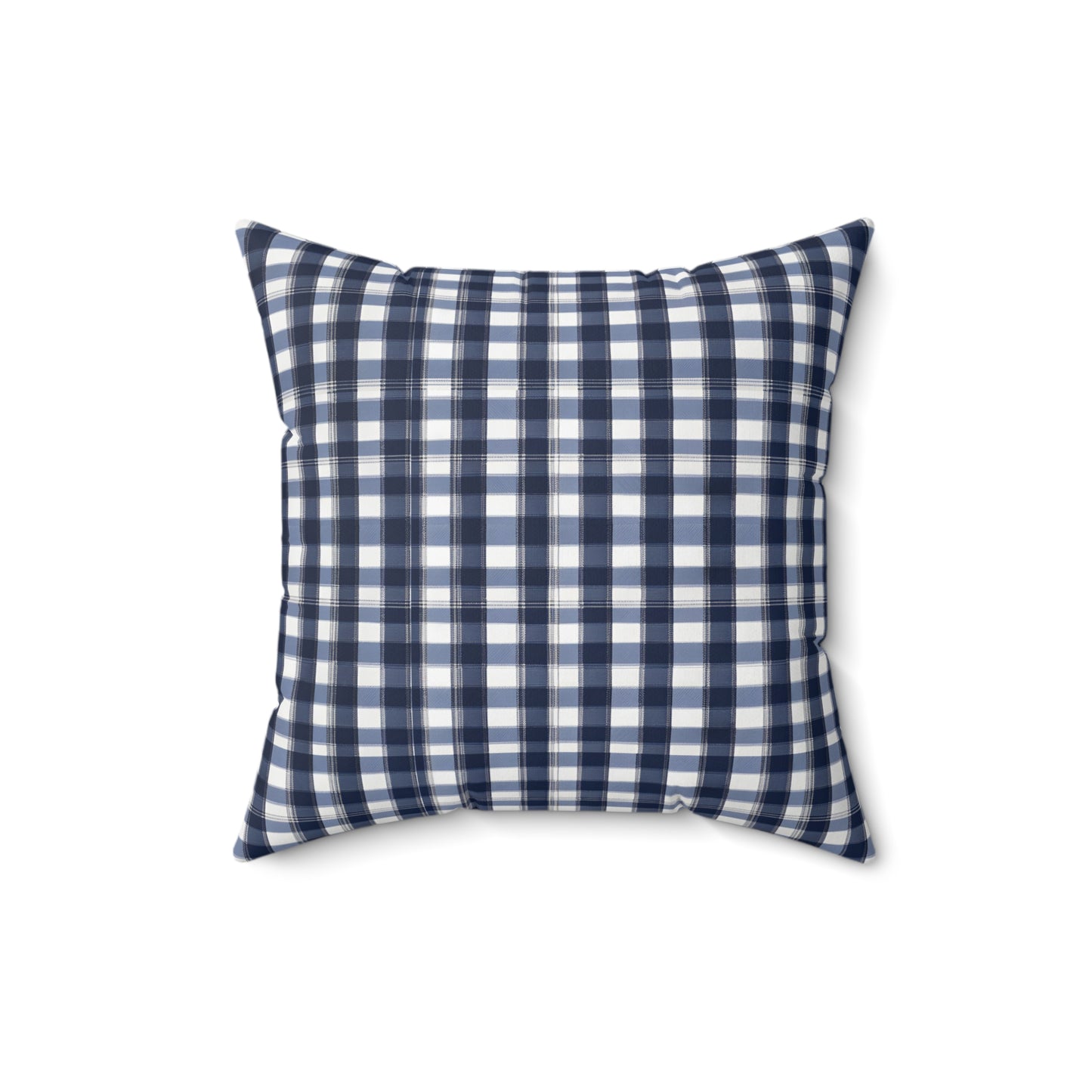Blue And White Checker Board Plaid Decorative Throw Pillow