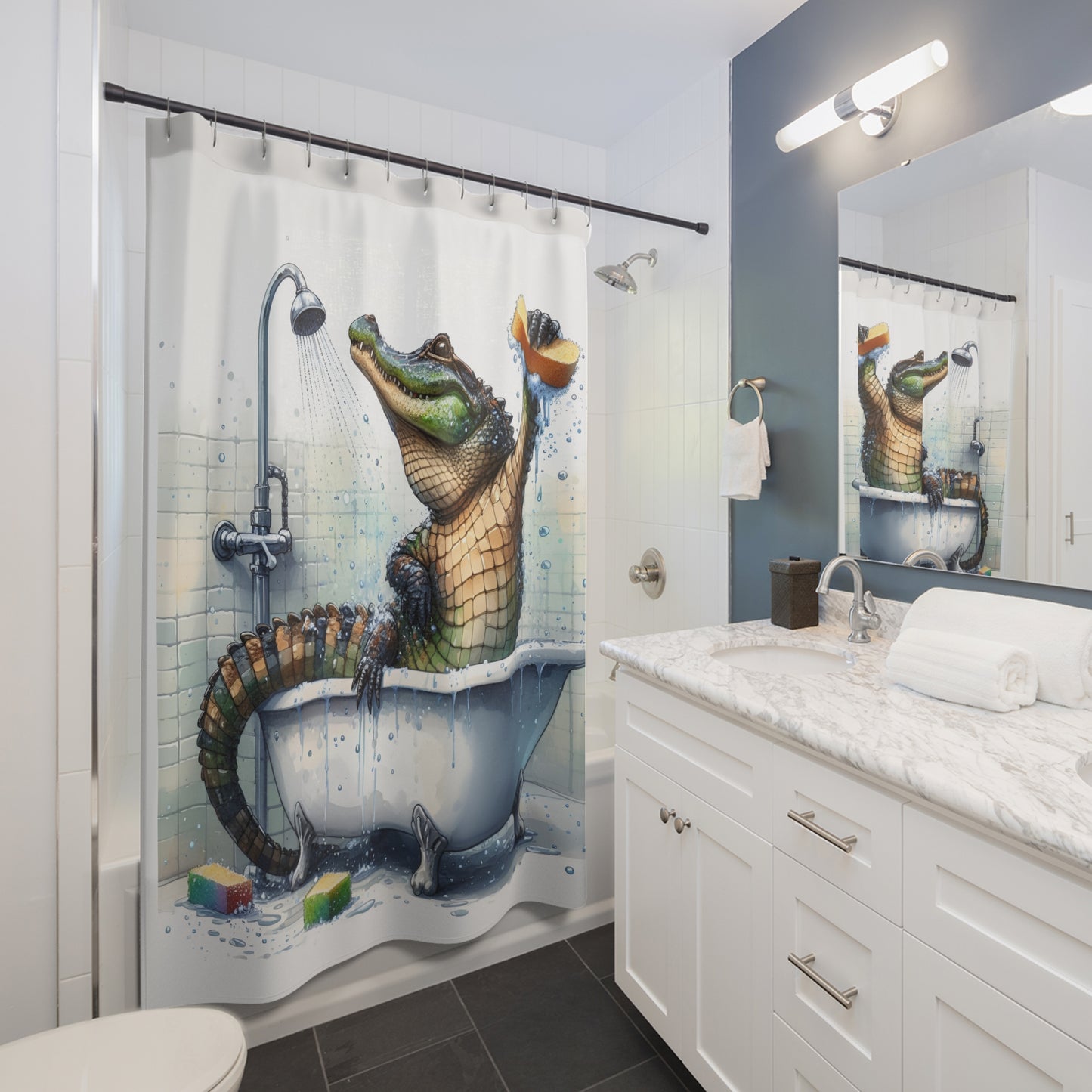 Alligator Bath Time Shower Curtain