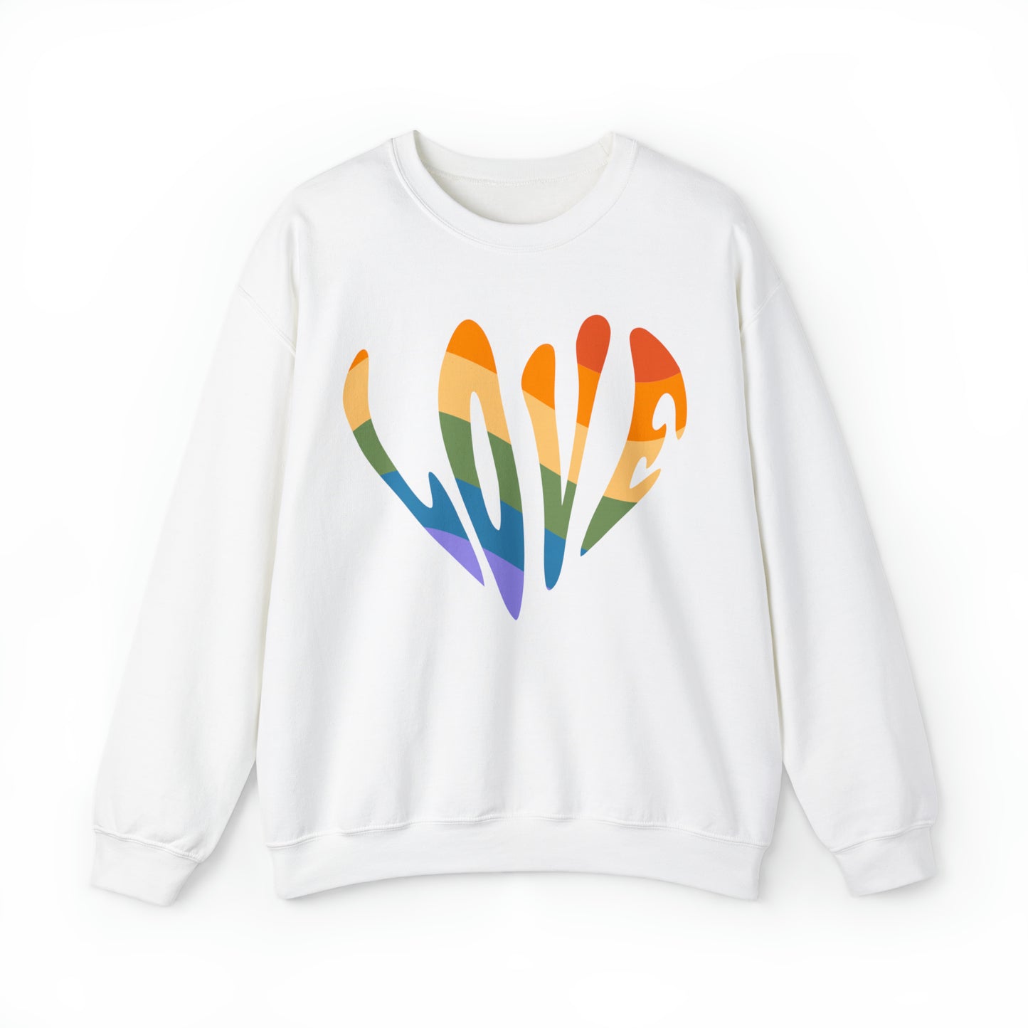 Retro Hippie Style, LOVE, Heavy Blend™ Crewneck Sweatshirt (Available In Other Colors)