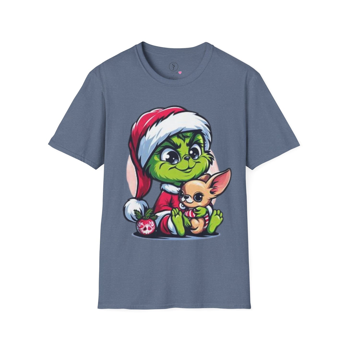 Christmas Vibes, Baby Grinchie And His Chihuahua Short Sleeve T-Shirt (Available In Other Colors) Unisex