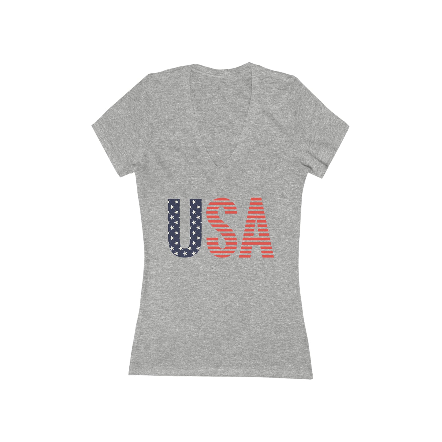 USA In Flag Design Deep V-Neck Tee (Available In Other Colors)