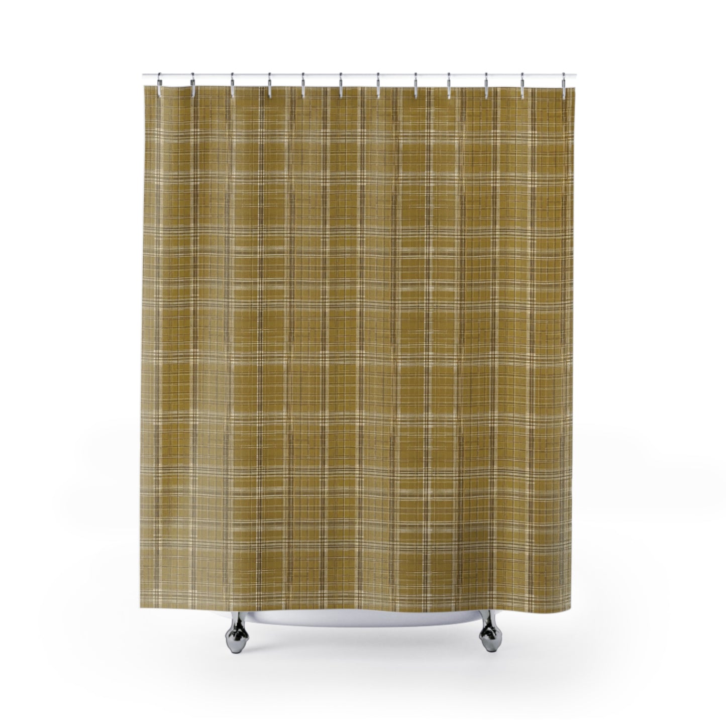 Gold Plaid Shower Curtain