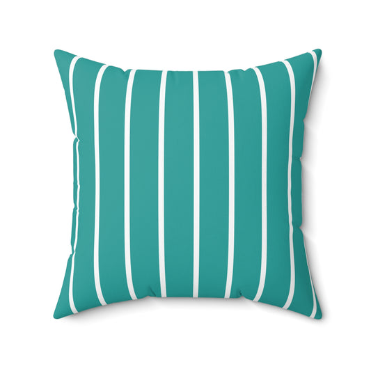 Turquoise And White Thin Stripe Decorative Throw Pillow