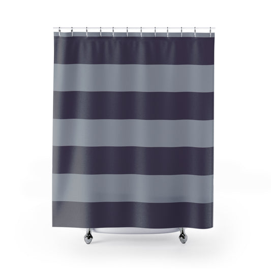 Dark Purple And Grey Bold Striped Shower Curtain