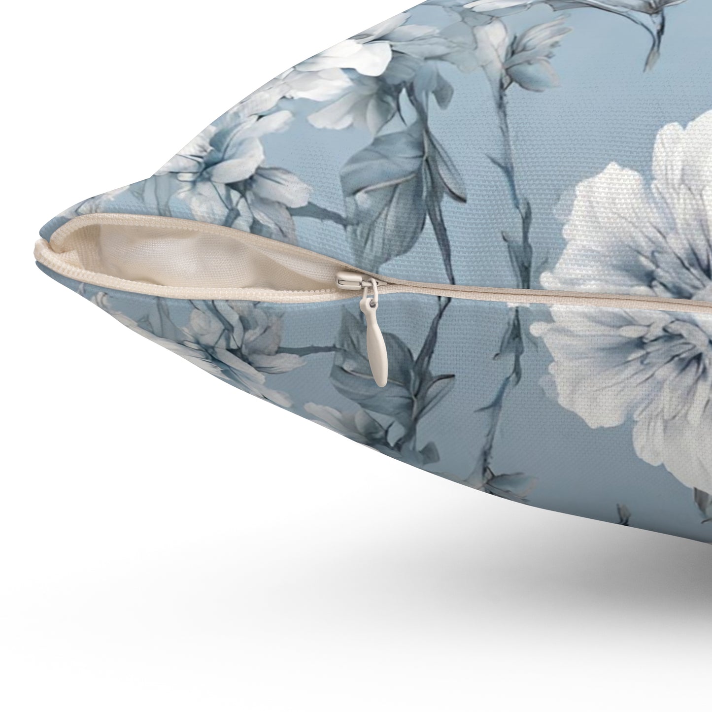 Light Blue And White Floral Decorative Throw Pillow