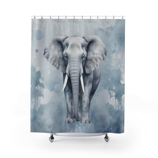Blue And Grey Elephant Shower Curtain