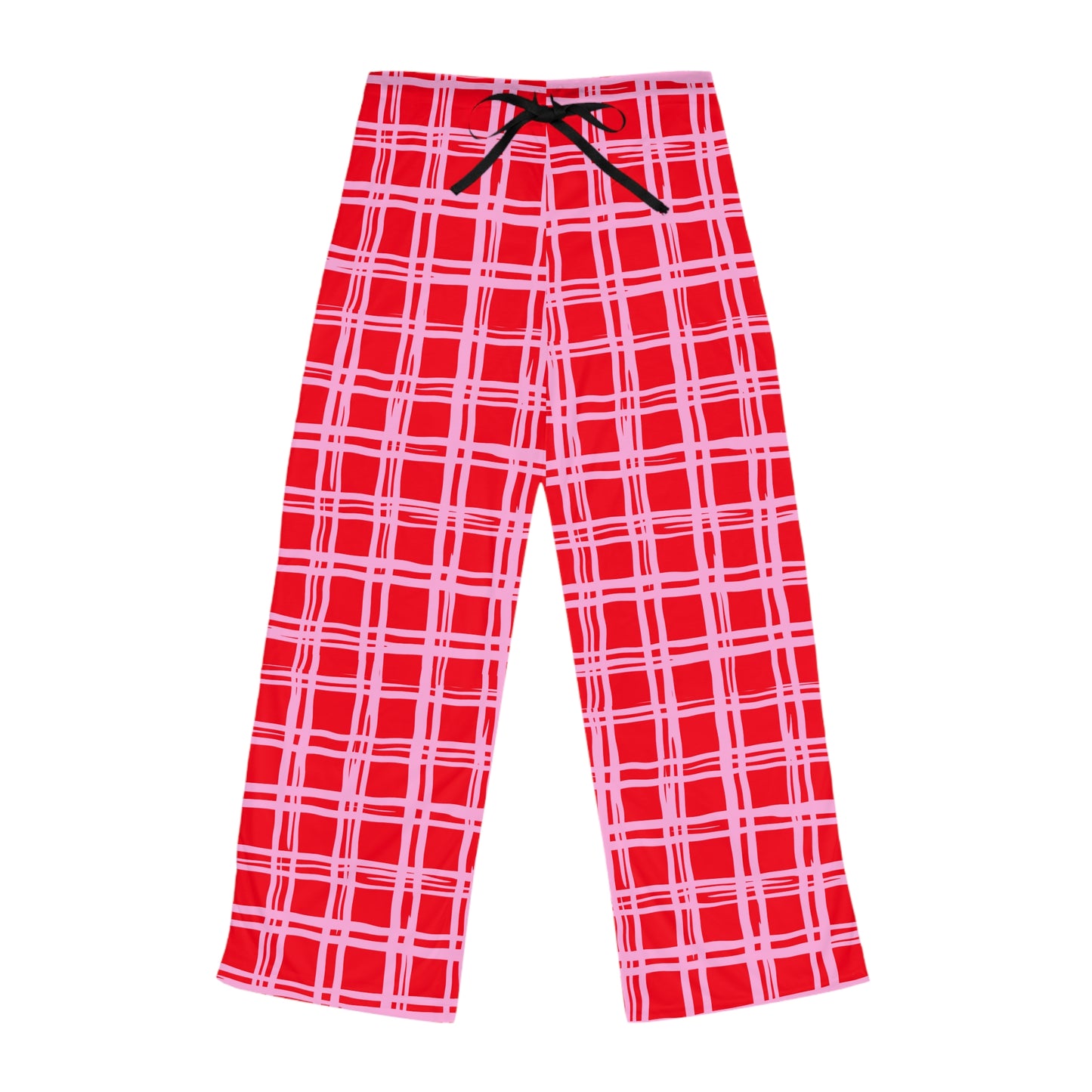 Red And Pink Abstract Plaid Women's Pajammy Pants