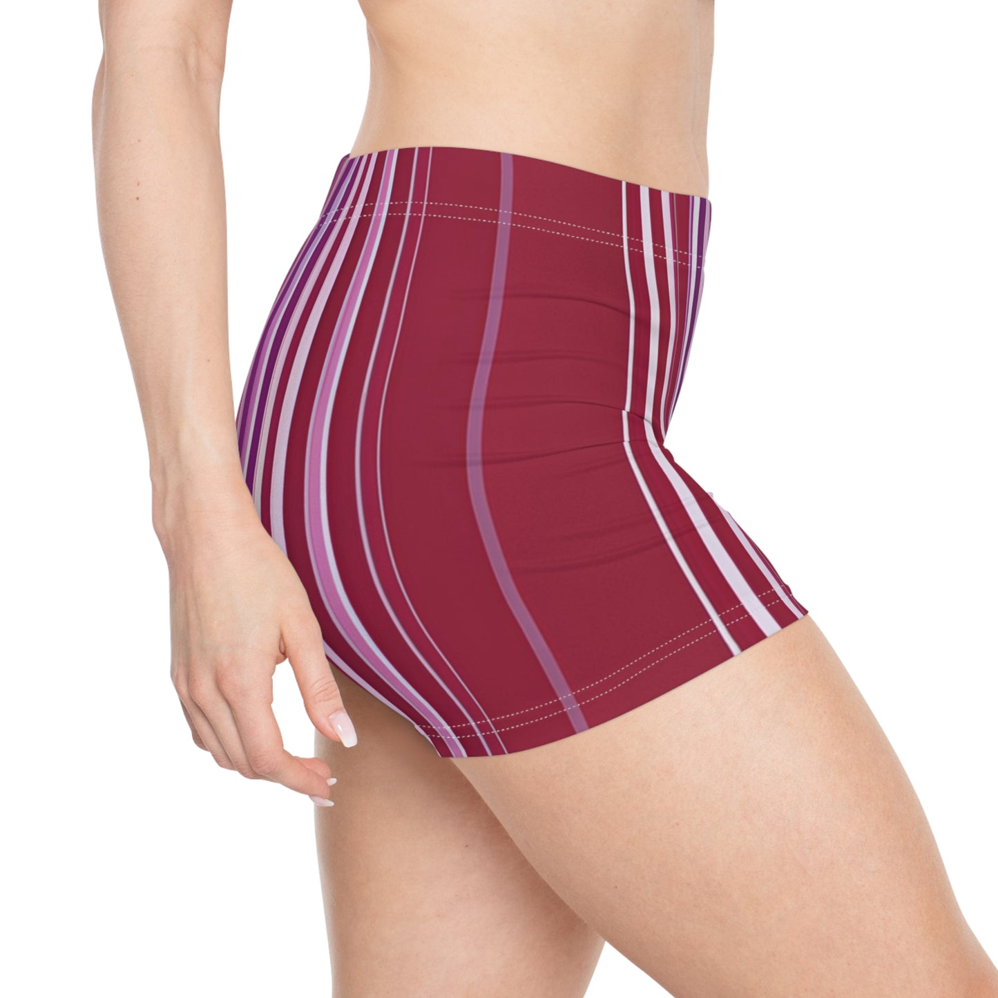 Red Purple And White Striped Cutie Booty Shorts
